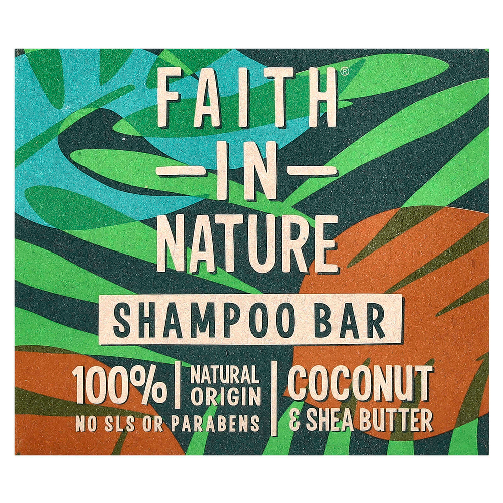 Faith in Nature, Батончик-шампунь, кокос и масло ши, 85 г (3 унции)