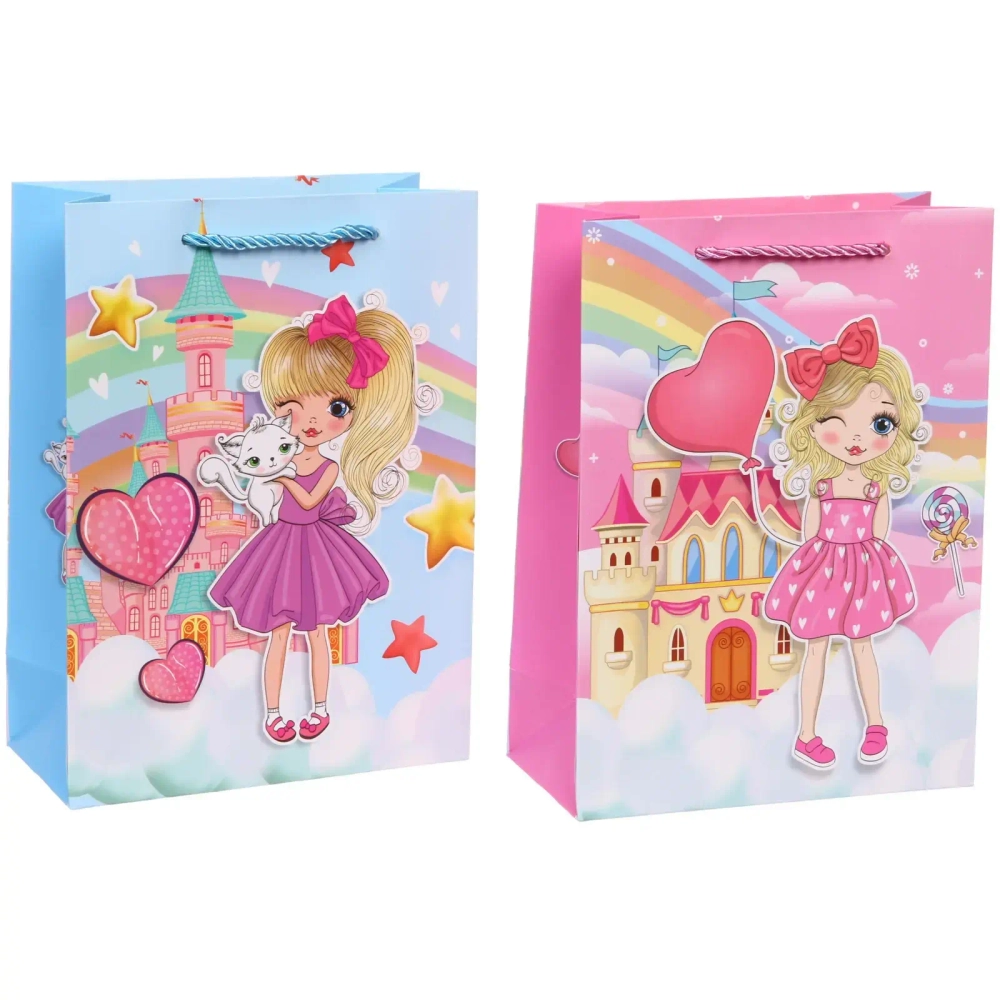 Пакет подарочный «Мир принцесс» 18*24*8,5 см, микс