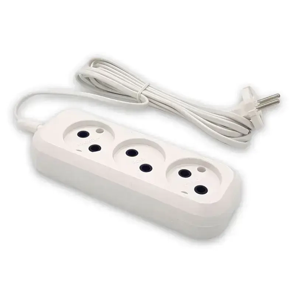 Удлинитель сетевой 7 метров, 3 розетки, 1300Вт, 6А