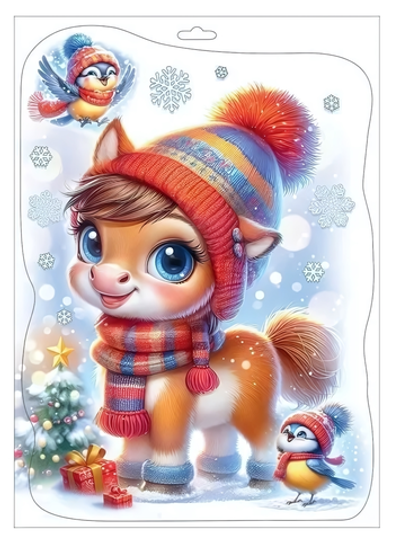 Наклейка двусторонняя А4 "Пони в шапочке" 50001469 (Праздник)