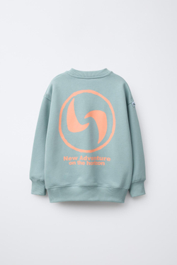 ZARA ХУДИ С ПРИНТОМ, ЦВЕТ МОРСКОЙ ВОЛНЫ