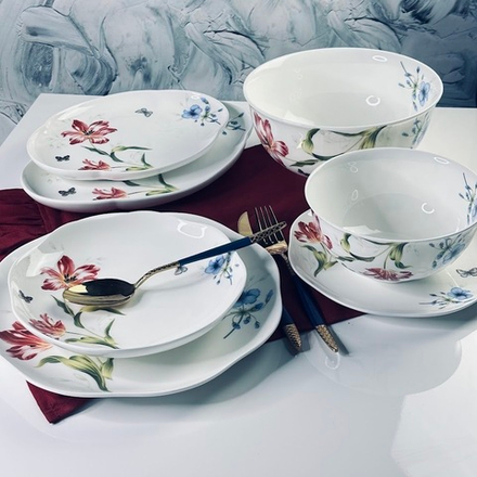 Lenardi 205-992 Обеденный сервиз 23пр. FLOWERS в под.уп.(х2)Костяной фарфор