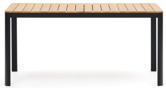 Bona Уличный стол из алюминия в черной отделке и тикового дерева 160 x 90 см Испания La Forma