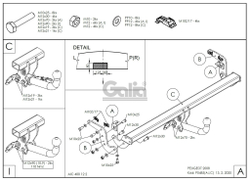 Фаркоп оцинкованный Galia P048C для PEUGEOT 2008 2019-(паспорт и сертификат в комплекте)(без электрики)