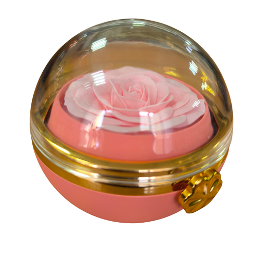 Футляр в форме шара с золотой каймой под кольцо, серия "Роза в шаре", пластик