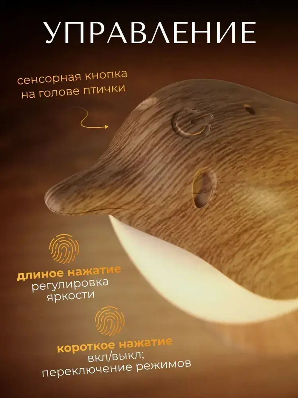 Настольный светильник декоративный, прикроватная лампа ночник детский Птица