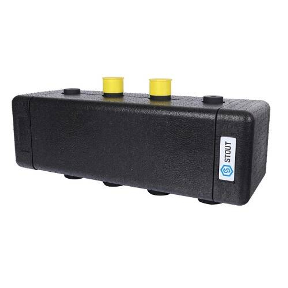 Коллектор котельной разводки STOUT DN20 - 1" на 2 контура 1" (черная сталь)