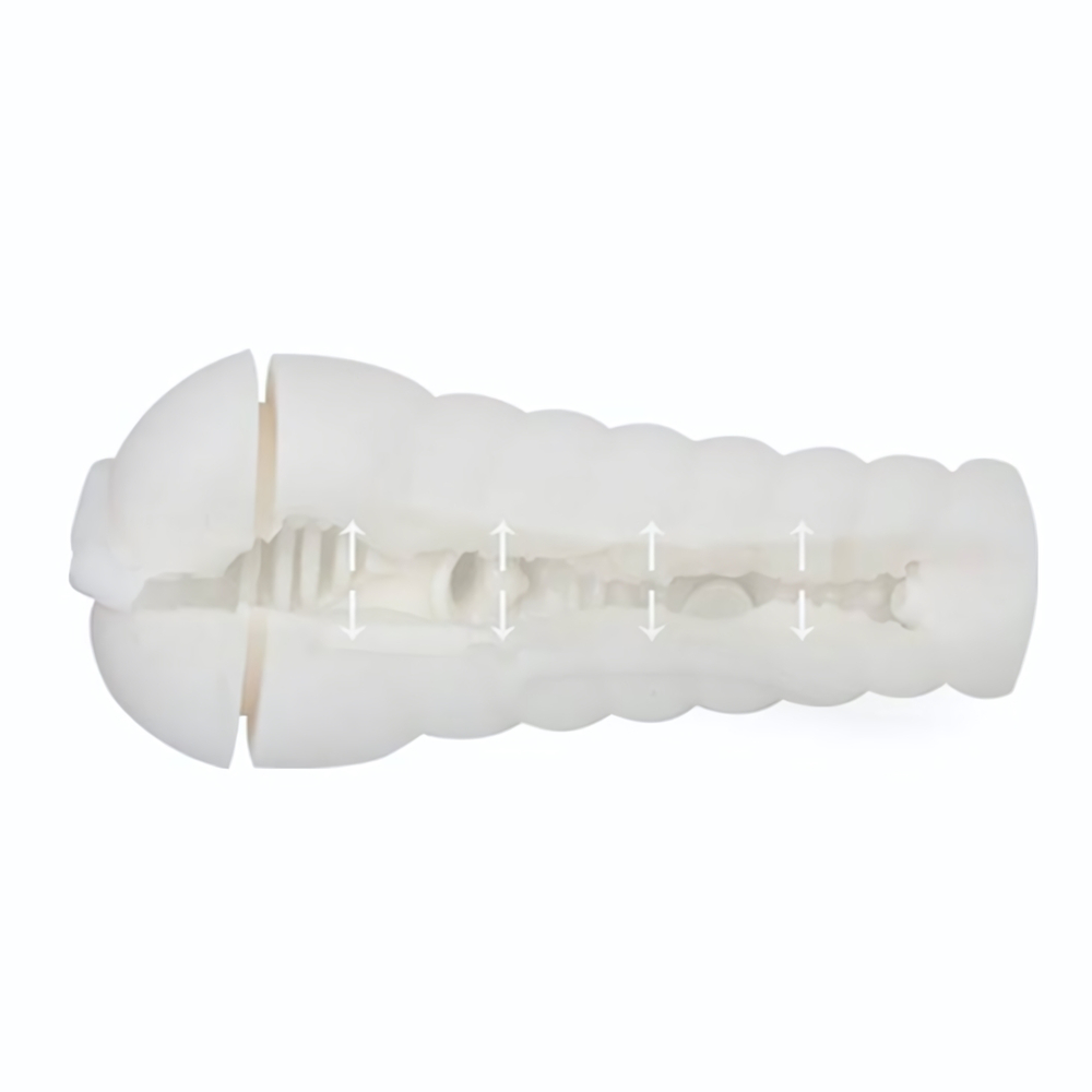 Мега-мастурбатор вагина Sally с вибрацией и голосом (Цвет: белый с золотым)