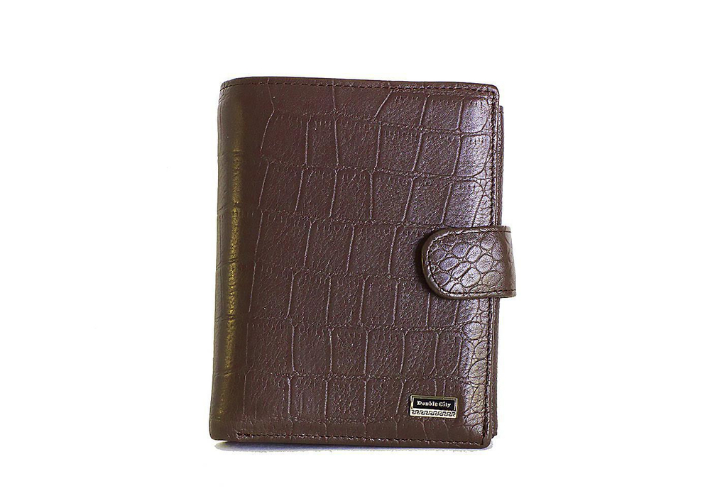 Солидное коричневое мужское портмоне для денег и автодокументов из натуральной кожи под крокодила Dublecity 063-DC9-07B