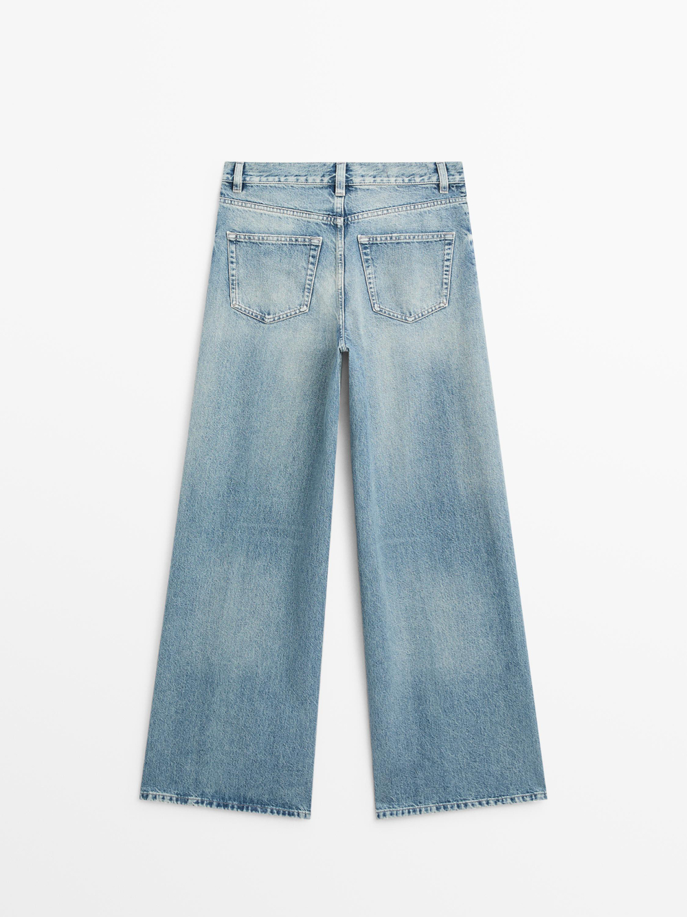 Massimo Dutti Джинсы с высокой талией и широкими штанинами, светло-голубой