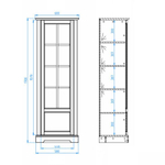 Шкаф-витрина деревянная Лэйквью 60х41х170 см, сервант с 4 полками, из массива сосны