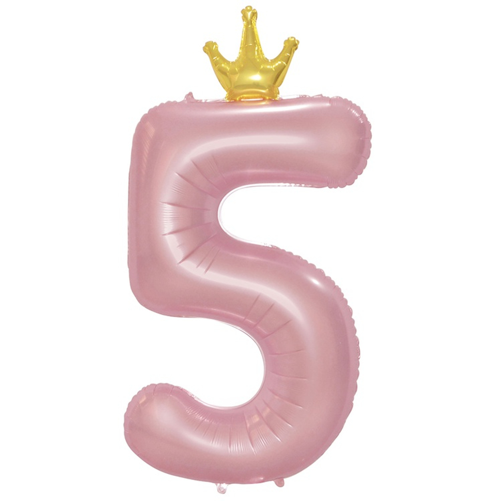 Шар фольгированный Цифра 5 115 см (Розовый)