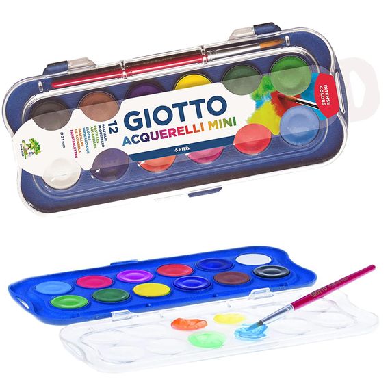 Сухая акварель в таблетках 12 цветов, с кистью