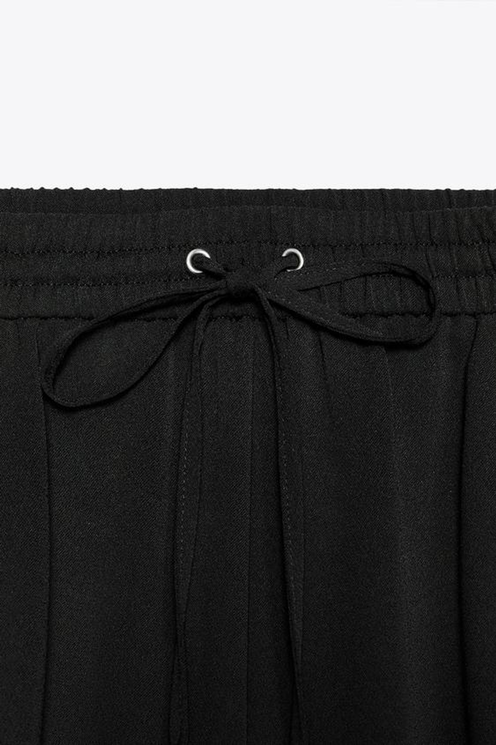 ZARA СТРУЯЩИЕСЯ БРЮКИ В ПИЖАМНОМ СТИЛЕ, ЧЕРНЫЙ