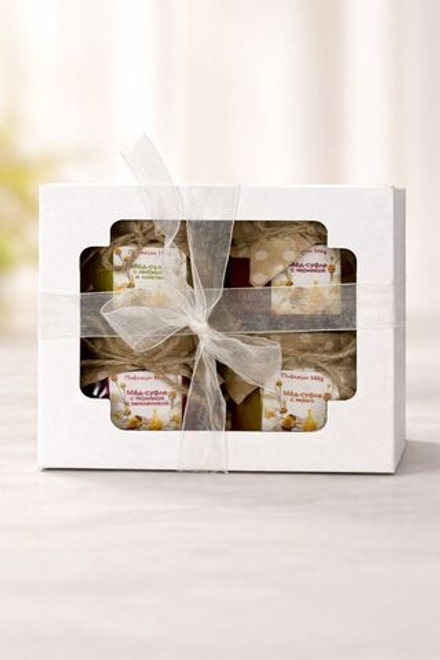 Мед-суфле, медомиксы, набор из 4-х баночек по 150 гр, стекло