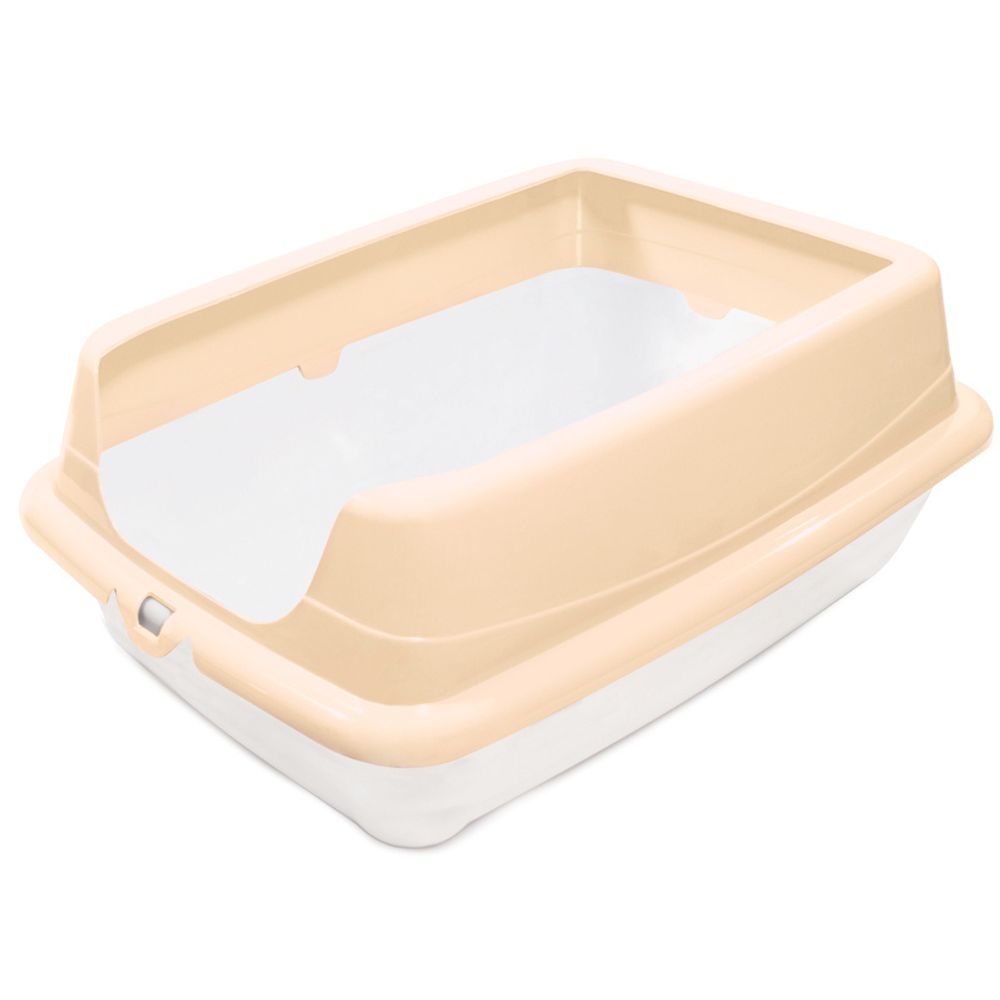 Туалет для кошек прямоугольный с высоким бортом "пушок" белый 485*350*190 мл