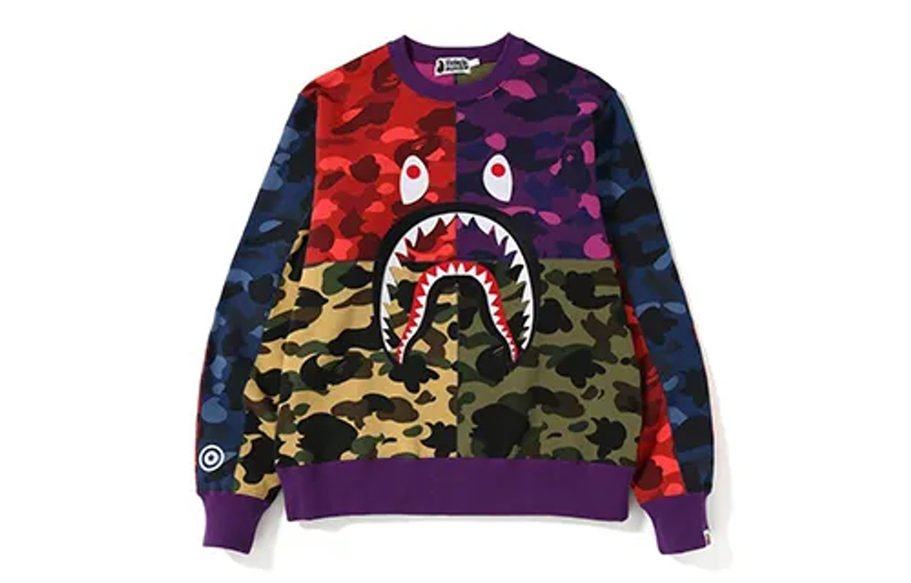 A Bathing Ape Mix Camo Shark Crazy Свитшот