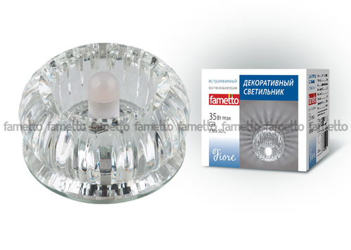 DLS-F106 G9 GLASSY/CLEAR Светильник декоративный встраиваемый ТМ Fametto, серия Fiore. Без лампы, цоколь G9. Основание стекло, цвет зеркальный. От
