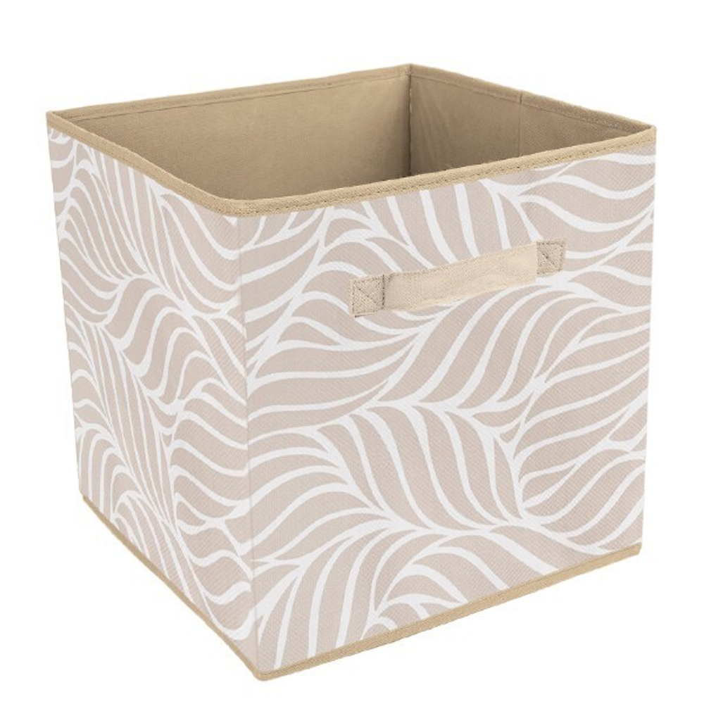 Короб-кубик для хранения "Листья", Д300 Ш300 В300, бежевый