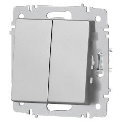 Переключатель Intro Accent 6-107-03 двойной, 10А-250В, IP20, СУ, AL/CU, алюминий | Intro