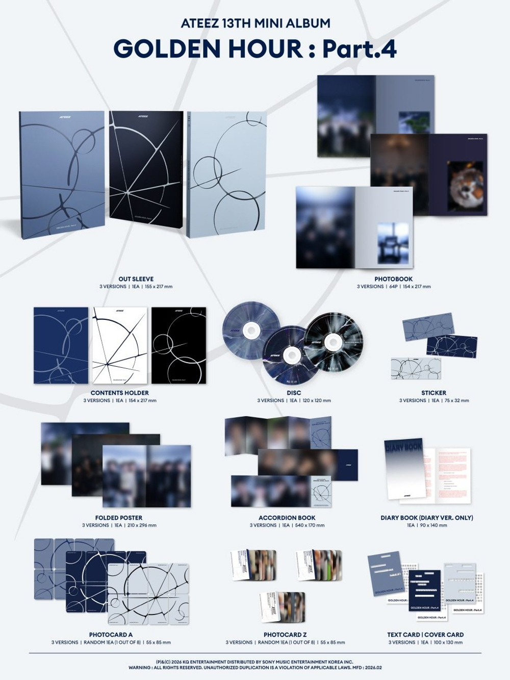 (ПРЕДЗАКАЗ) Альбом ATEEZ - GOLDEN HOUR : PART.4 13th Mini Album 3 Version SET