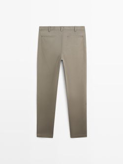 Massimo Dutti Зауженные брюки из смесовой хлопковой ткани, зеленый