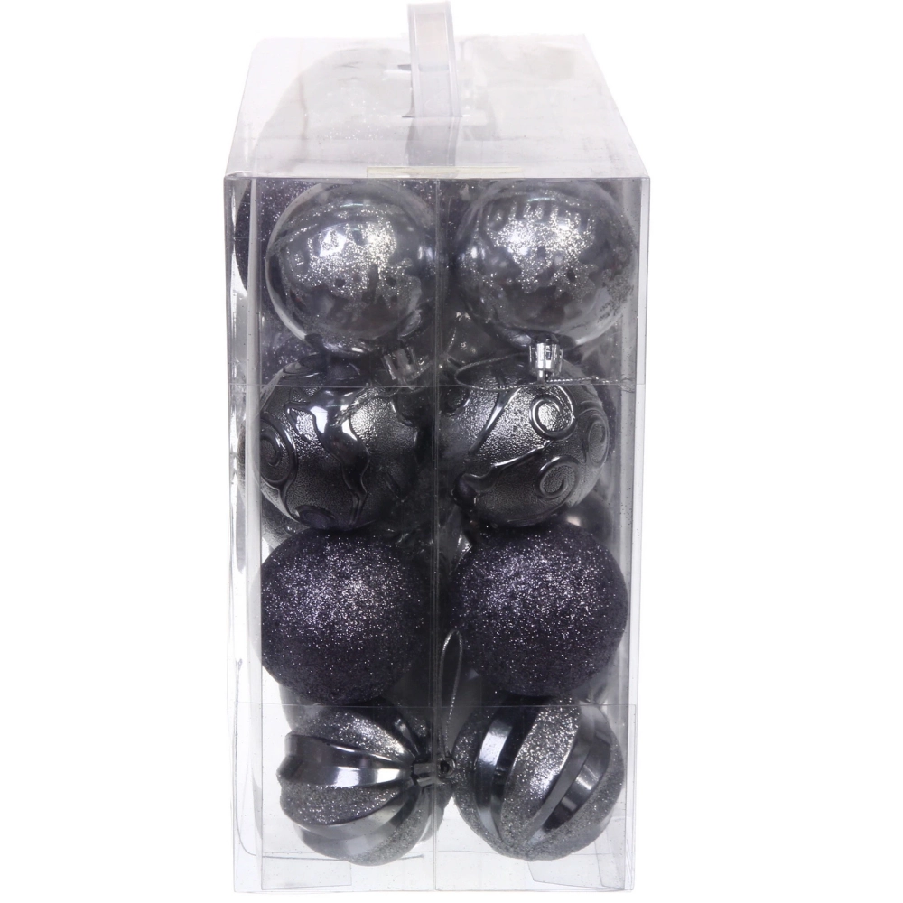 Набор ёлочных украшений «Wish» 6 см + 4 см (50 предмета), Графит