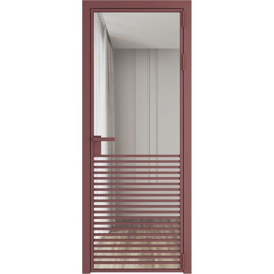 Алюминиевая дверь 16AG красный антрацит стекло прозрачное