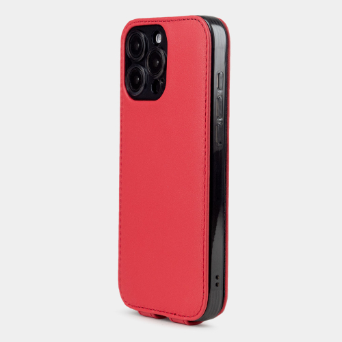 Кожаный чехол для iPhone 16 Pro, теленок красного цвета