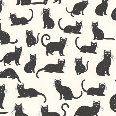 черные коты на белом