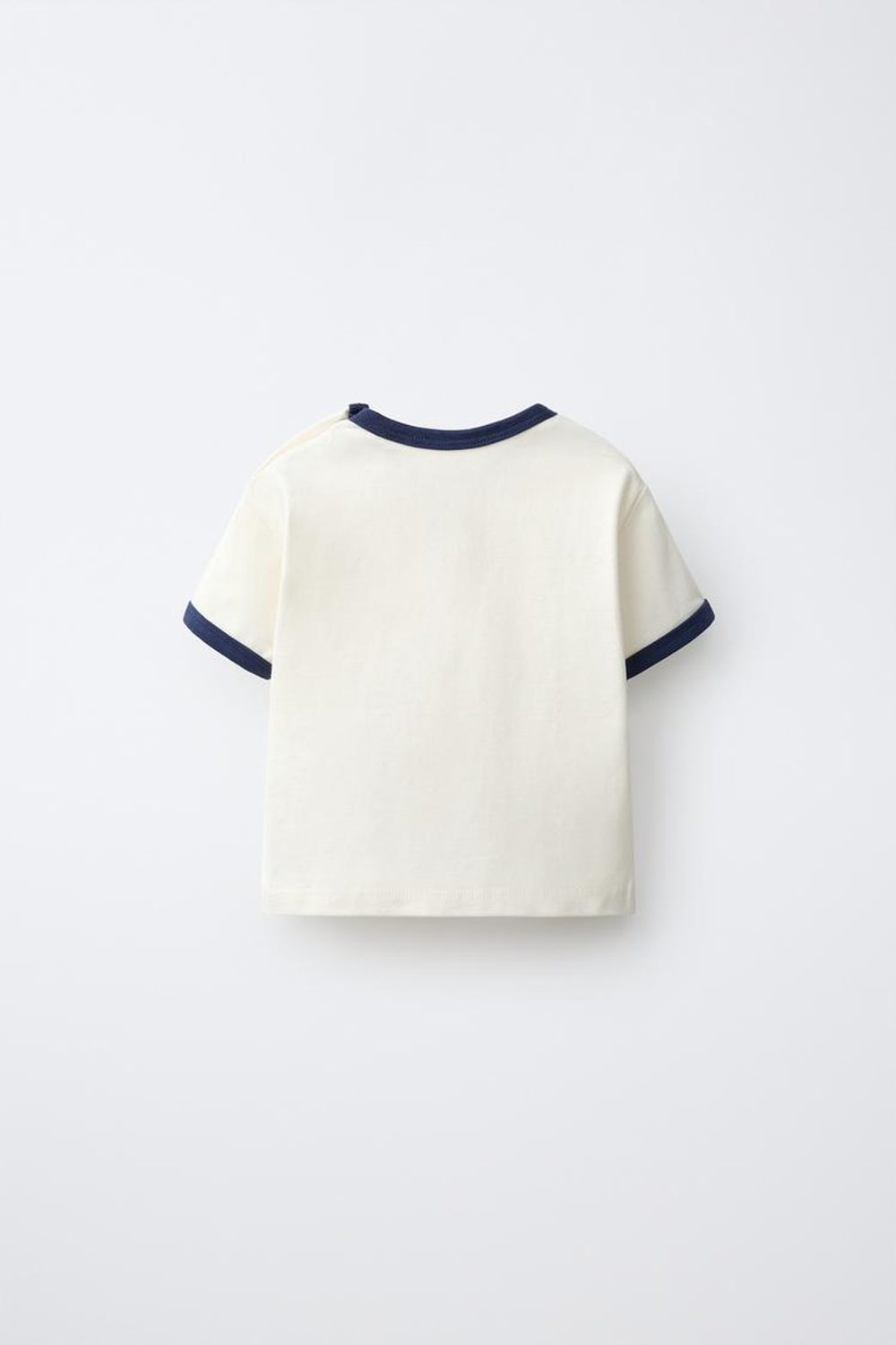 ZARA ФУТБОЛКА С КОНТРАСТНОЙ ОТДЕЛКОЙ, ЭКРЮ