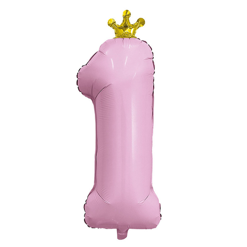 Ag (32''/81 см) Цифра "1" с короной Фламинго в уп. / 1 шт