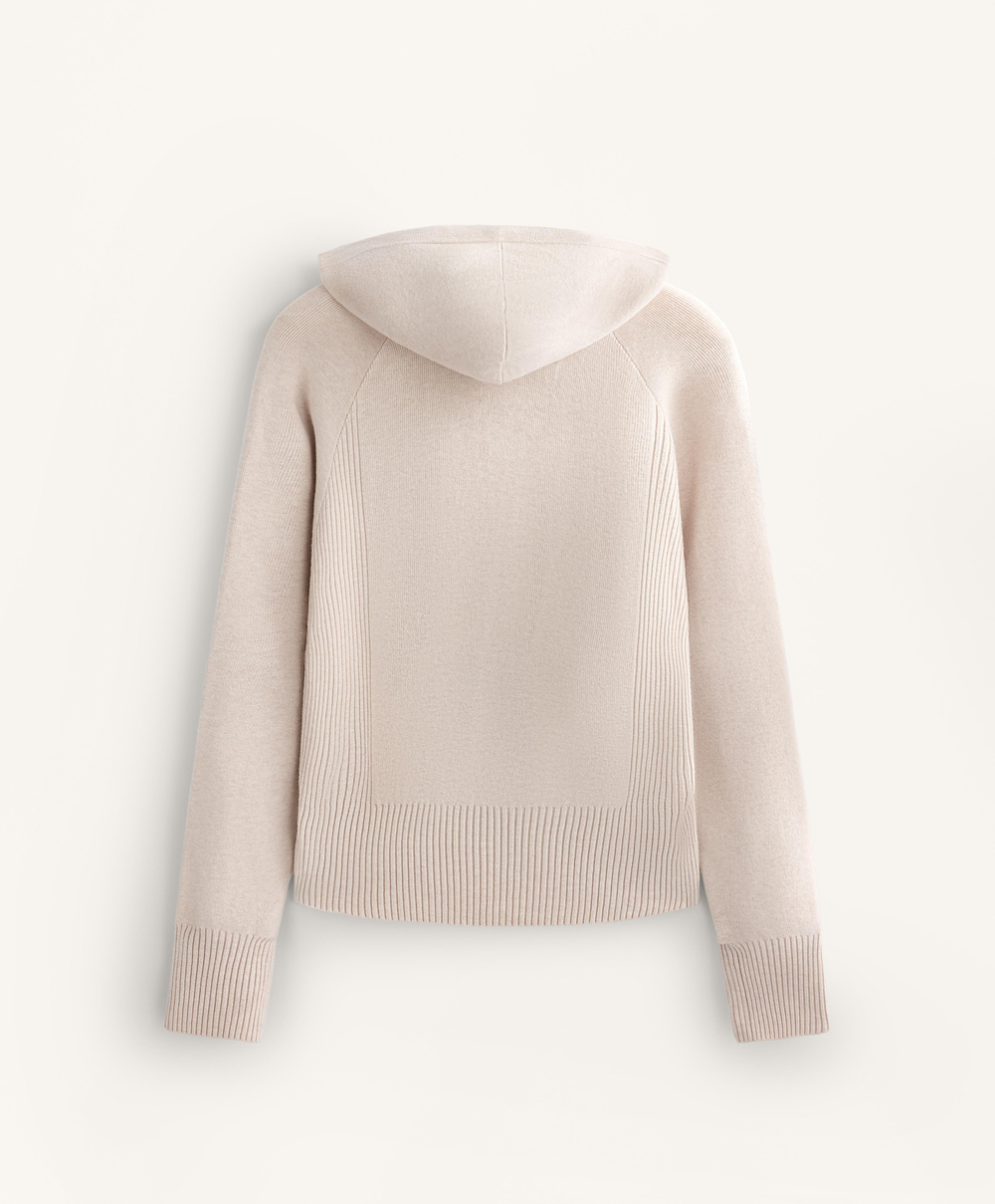 Oysho Вязаный джемпер в рубчик с капюшоном и приталенной талией, каменный