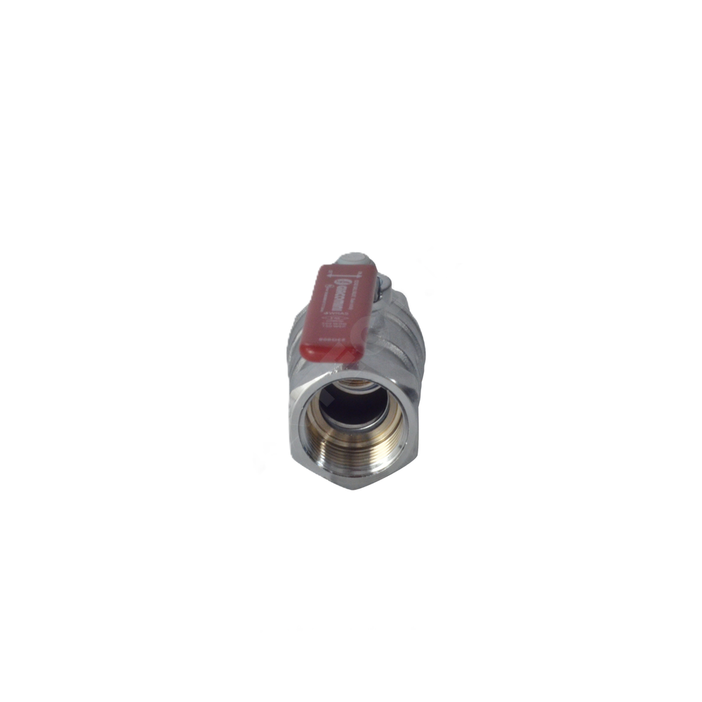 Кран шаровой латунь хром R250D Ду 50 Ру42 ВР рычаг красный Giacomini R250X008
