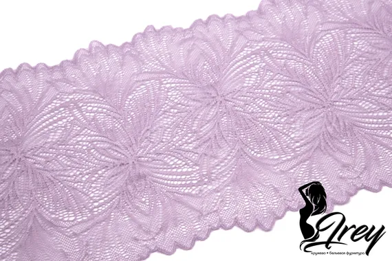 1079 ОПТ Кружево эластичное 19 см, Италия, мандала, морской туман