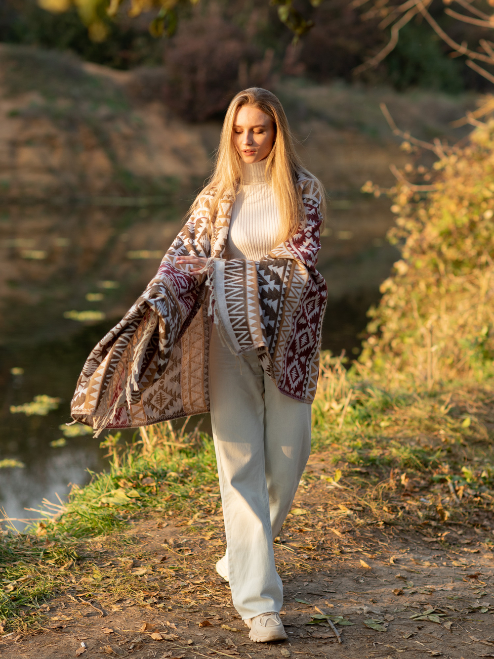 Шарф теплый с орнаментом Сканди