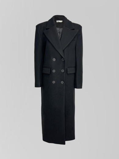 Пальто Agdali Brand однотонное прямого кроя на три пуговицы