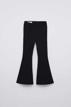 ZARA РАСКЛЕШЕННЫЕ ТРИКОТАЖНЫЕ ЛЕГИНСЫ, ЧЕРНЫЙ