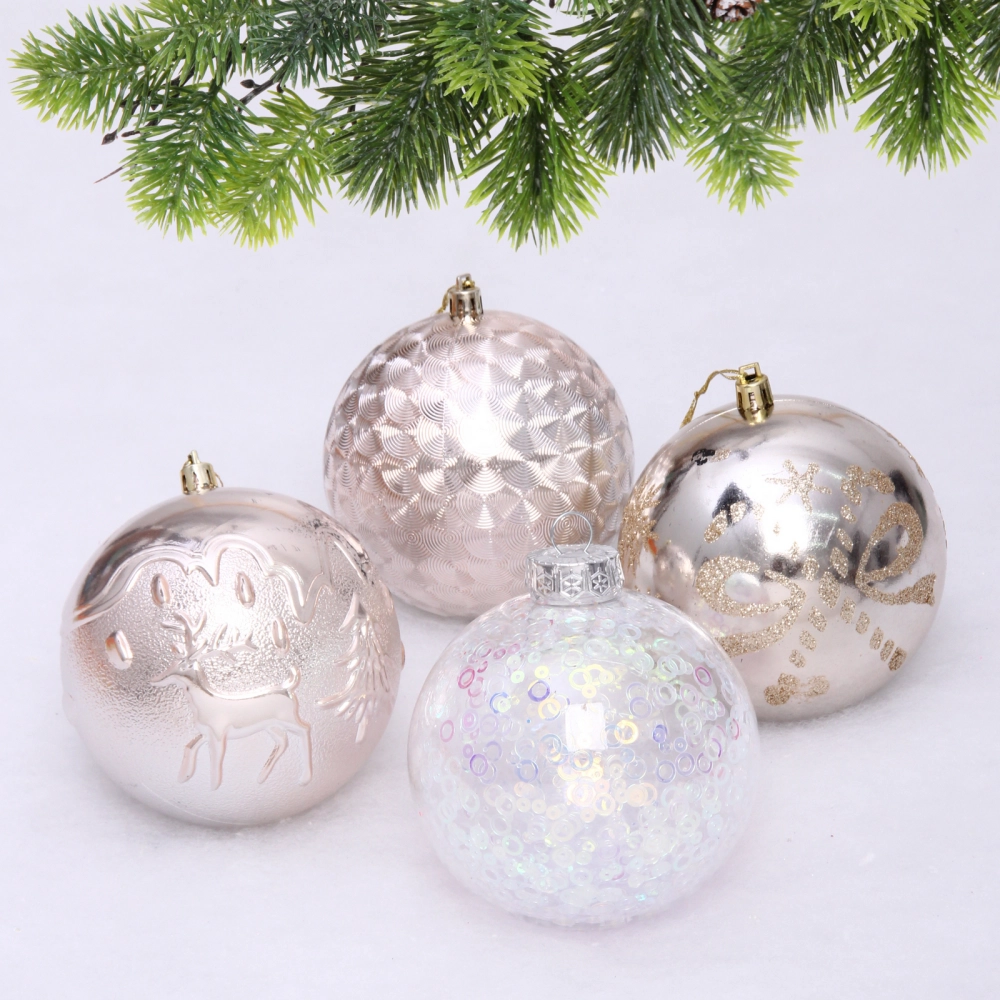 Новогодние шары «Сказочное королевство» 10 см (набор 8 шт), Шампань