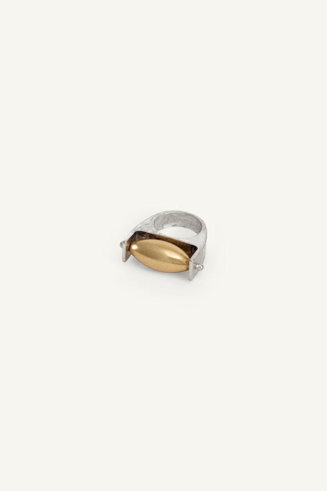 ZARA КОЛЬЦО С КОНТРАСТНОЙ ДЕТАЛЬЮ, СЕРЕБРЯНЫЙ