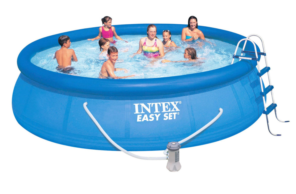 Бассейн надувной Intex Easy Set 457х107 см + фильтр-насос 3785 л/ч, лестница, тент, подстилка (26166)