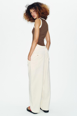 ZARA ФУТБОЛКА С КОНТРАСТНЫМИ ПОЛОСАМИ, КОРИЧНЕВЫЙ