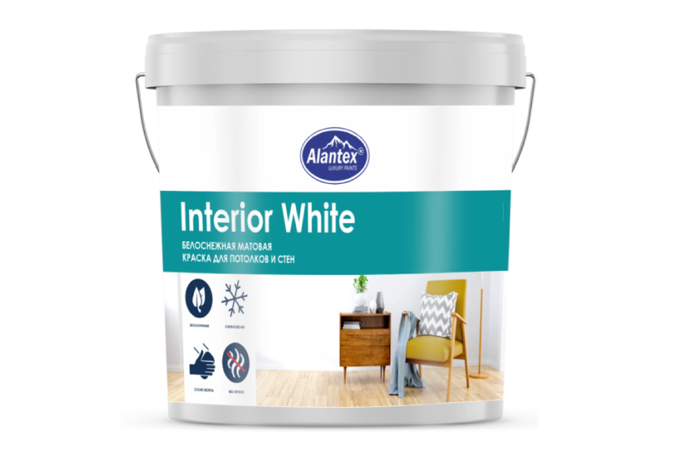 КРАСКА ВОДНО-ДИСП. ALANTEX INTERIOR WHITE БЕЛОСНЕЖНАЯ 7КГ