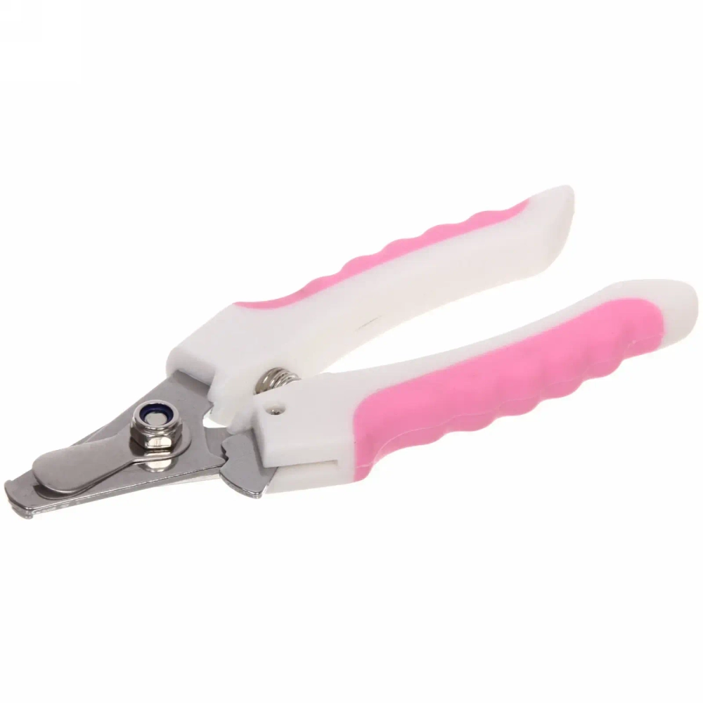 Когтерез для животных «ЗООУЛЬТРА», пружинный механизм, ручки прорезиненные - волна, цвет белый / розовый, 16см