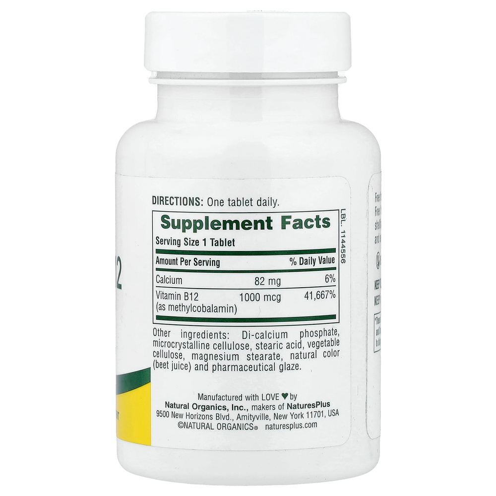 NaturesPlus, витамин B12, 1000 мкг, 90 таблеток