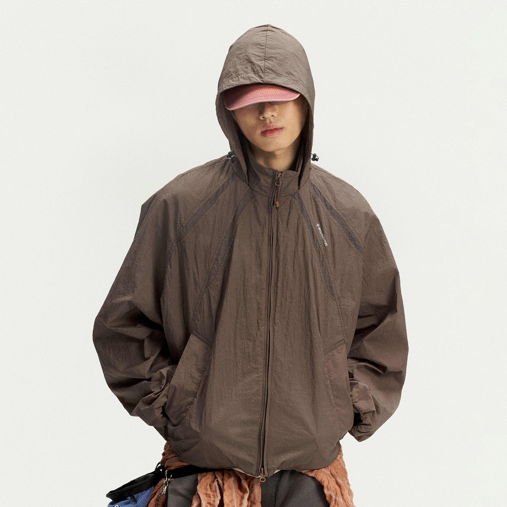 Ветровка Nothomme Monterest Outdoor Water-Repellent Reflective Print Loose Fit Stand Collar Hidden Hood Jacket