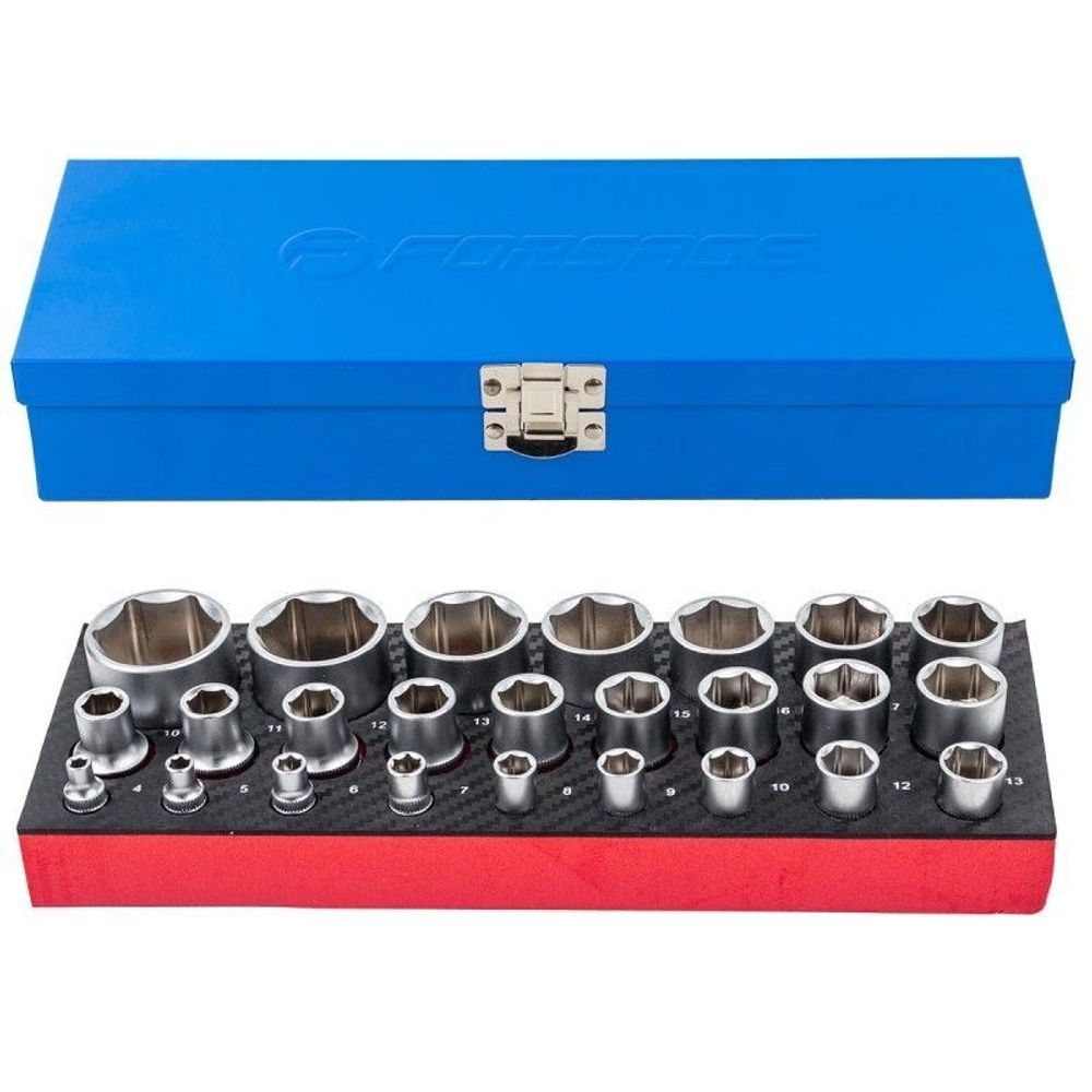 Головки 1/4'', 1/2'', набор 25пр Forsage F-50121G