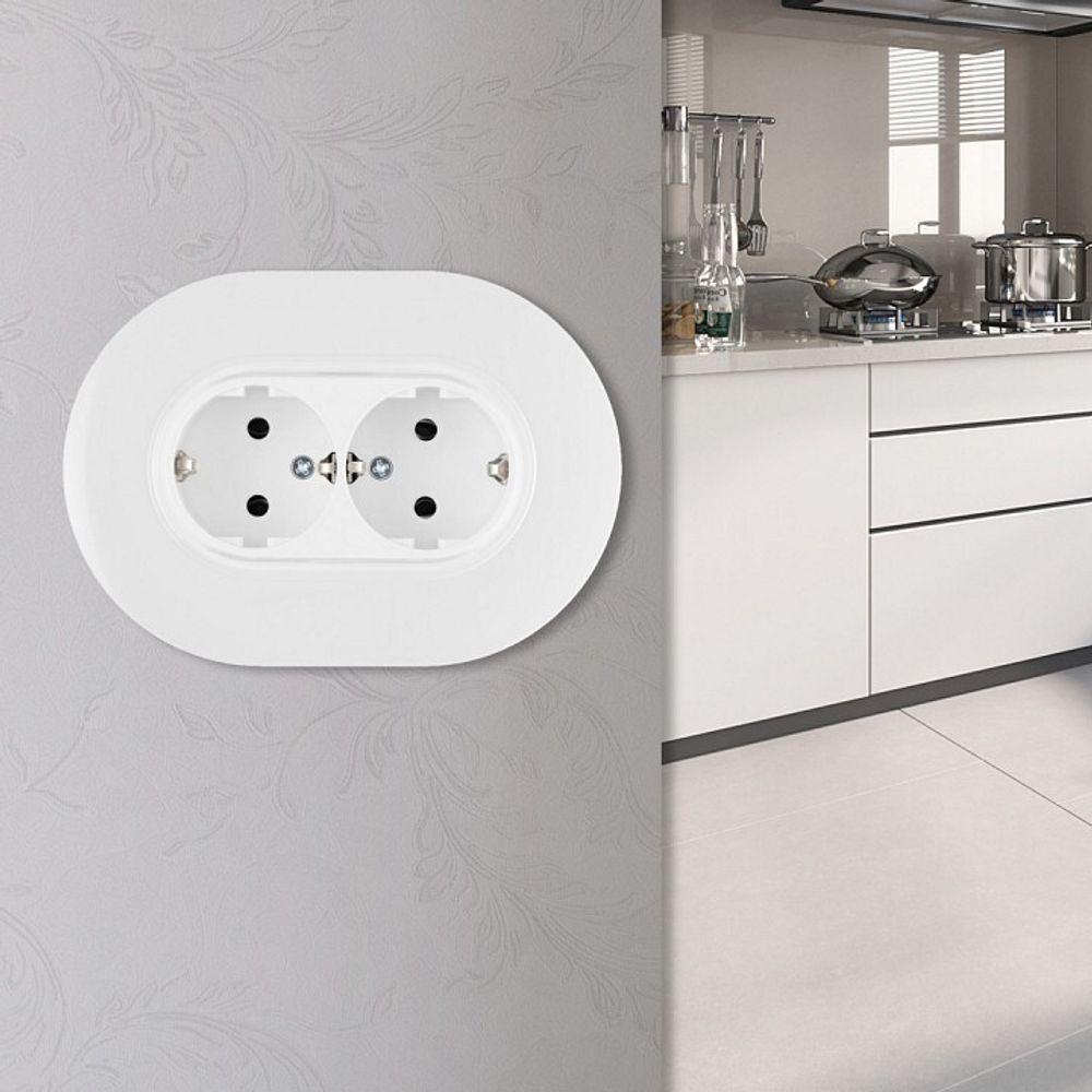 Розетка двойная с заземлением и со шторкой Arte Milano SET08-2 SET08-double-40-2 white