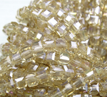 БВ002ДС4 Хрустальные бусины квадратные, цвет: бежевый AB прозрачный, размер 4 мм, кол-во: 44-45 шт.