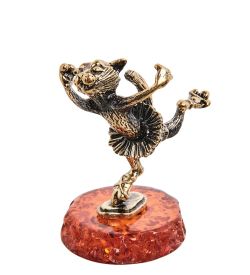 Народные промыслы AM-3068 Фигурка «Кошка Балерина» (латунь, янтарь)